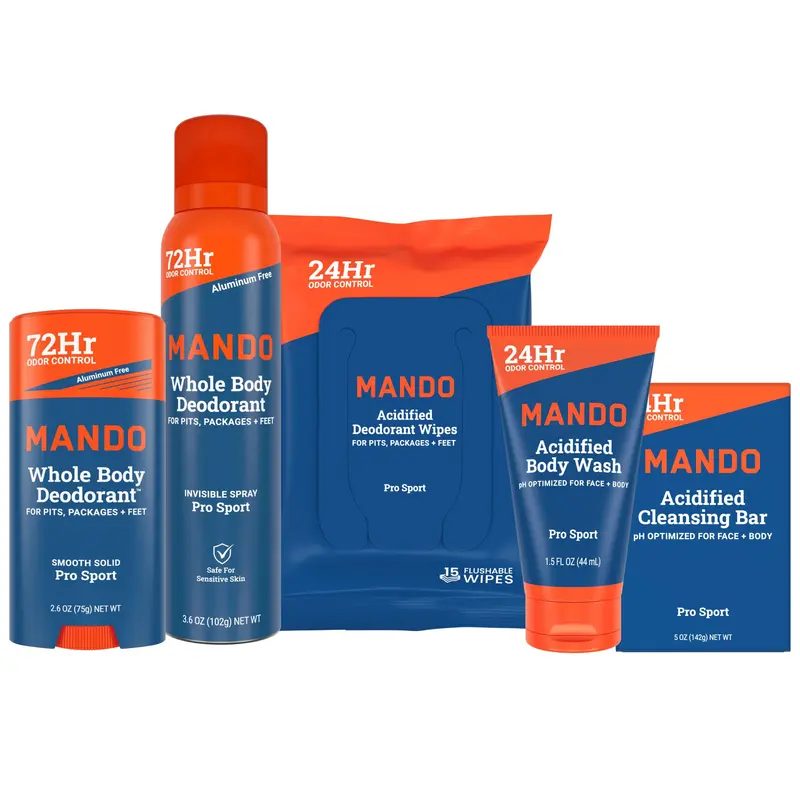 Kit de démarrage Mando pour le corps – Déodorant sans aluminium, parfum Pro Sport (5 pièces)