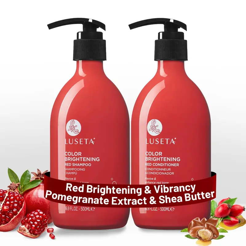 Kit Luseta Shampoing et Après-shampoing Rouge pour Cheveux Cuivrés – Sans Sulfates