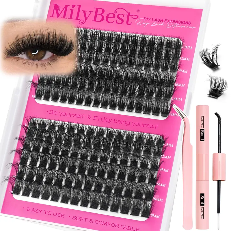 Kit MilyBest Lash Clusters 100D–150D | Cils Clusters D-Curl Étanches
