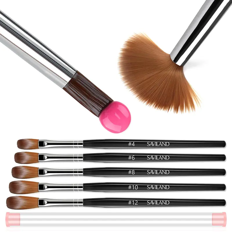 Kit Pinceaux Acrylique SAVILAND – Tailles 4/6/8/10/12, Professionnel pour Manucure et Design des Ongles