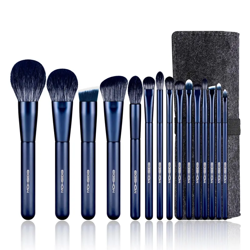 Kit Pinceaux Professionnels EIGSHOW – 15 pièces pour teint et yeux (Bleu)