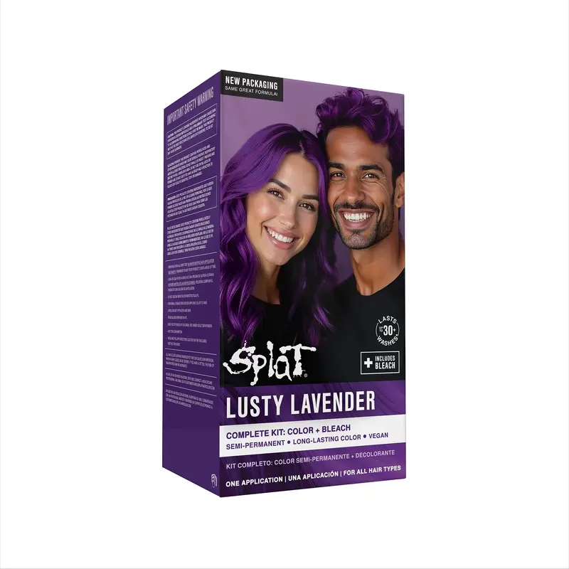 Kit Splat Lusty Lavender – coloration semi-permanente violette avec décolorant inclus, 1 application, vegan et cruelty-free