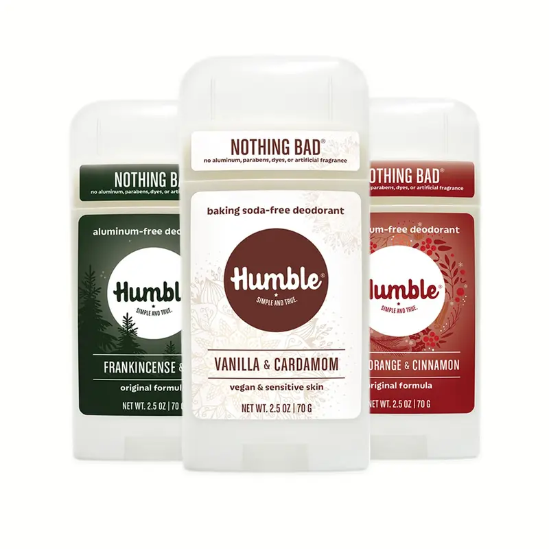 Kit trio Senteurs des Fêtes Humble Simple and True – Orange Douce & Cannelle, Encens & Sapin, Vanille & Cardamome (Végan/Sensible) Déodorant Sans Aluminium