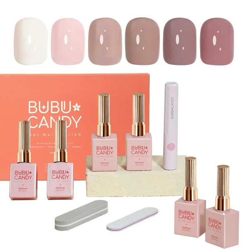 Kit Vernis Gel BUBU CANDY – 6 Couleurs avec LED, Manucure DIY à Domicile