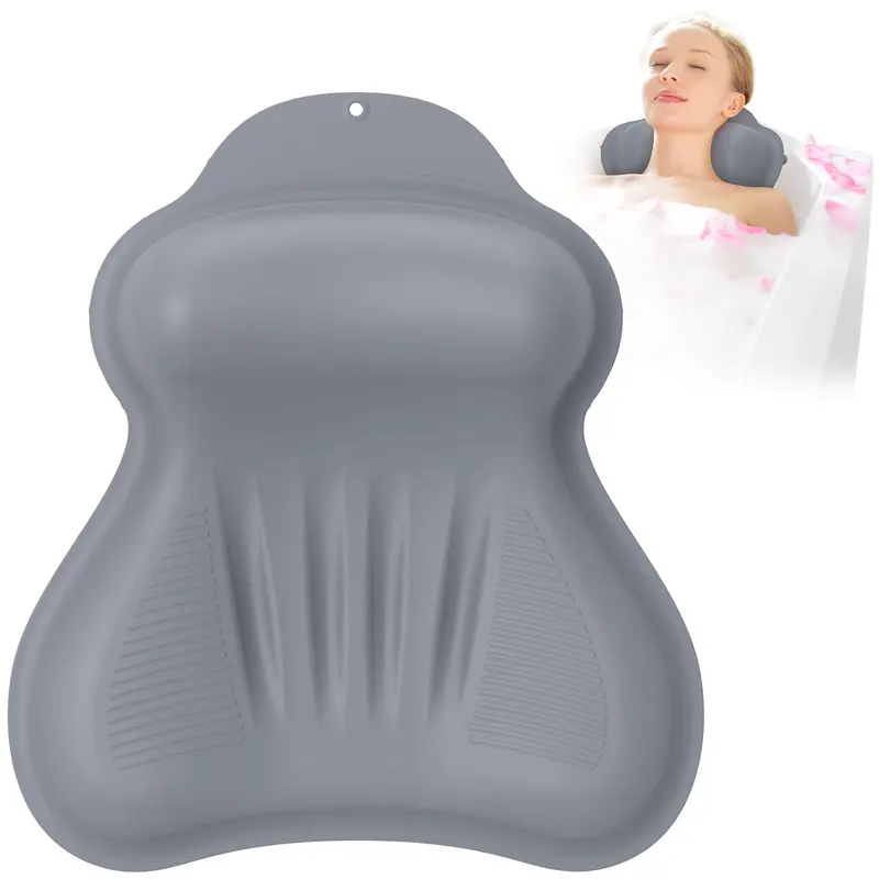 kixcvdm Coussin de bain en silicone – Soutien tête/nuque/dos, airbag 4D, ventouses anti-glisse, séchage rapide