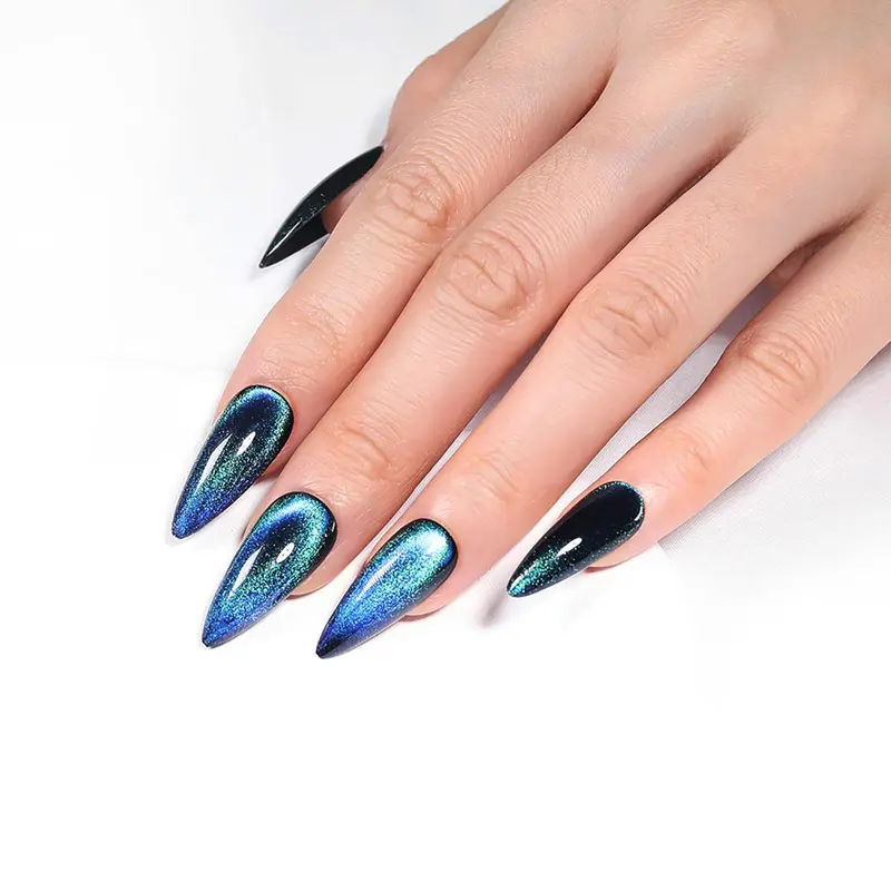 KKUUOO – Ongles adhésifs stilettos Deep Space Blue