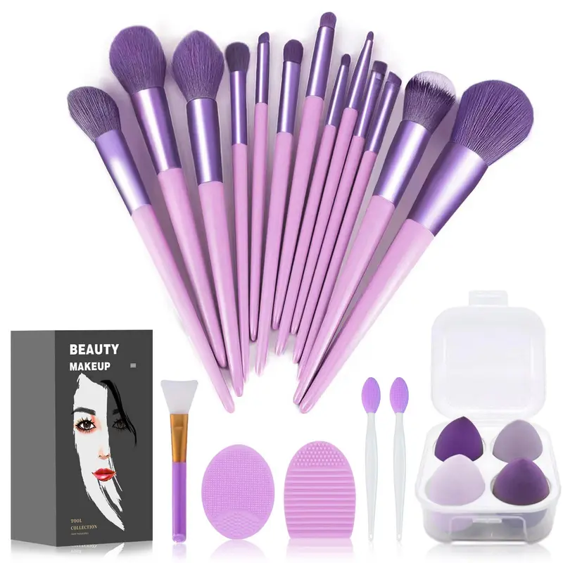 Koccido Pinceaux Maquillage 22 Pièces – Ensemble Violet avec Étui