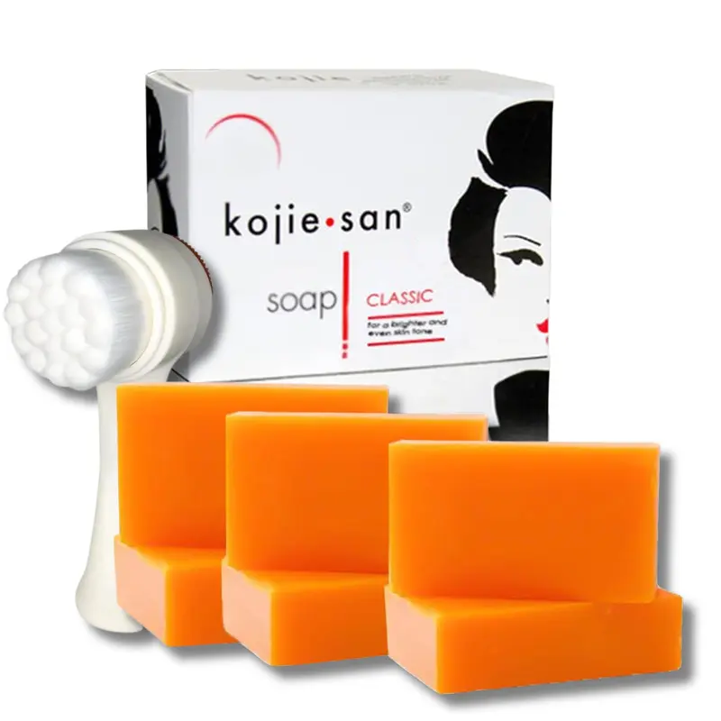 KOJIE SAN SAVON VISAGE & CORPS (6 BARRES) + BROSSE RELUMINS – ÉCLAT CLAIR et TEINT UNIFORME, ACIDE KOJIQUE 65 g