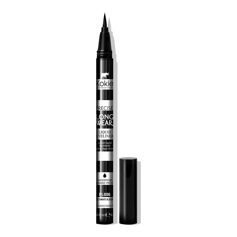 Kokie Stylo Liquide Précis pour les Yeux – Étanche et Anti-Bavures, Noir Intense