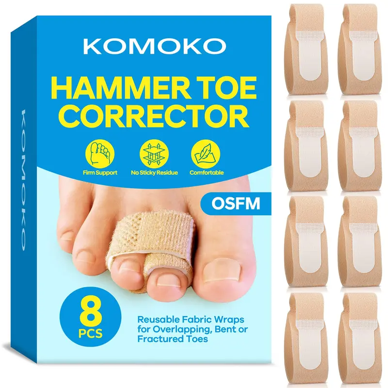 Komoko Correcteur d'orteils marteau beige – Lot de 8, OSFM, pour femmes et hommes