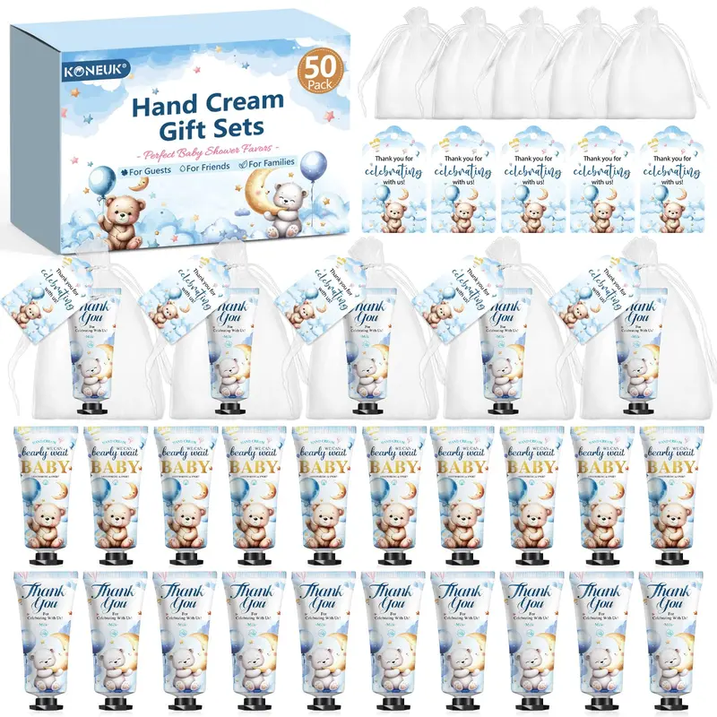 KONEUK – Lot de 50 crèmes mains pour baby shower et faveurs invités