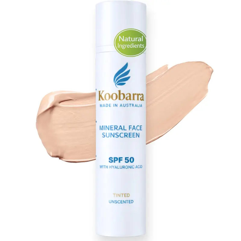 Koobarra Solaire Minéral SPF50 — Teinte Claire, oxyde de zinc non-nano, hydratation hyaluronique, vegan, Australien