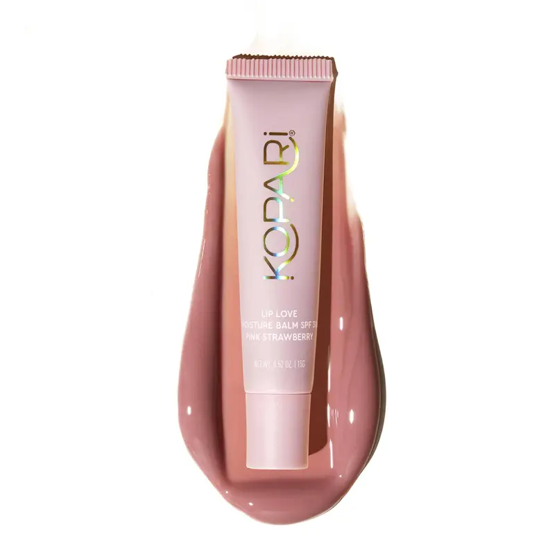 Kopari Lip Love Moisture Balm SPF 30 minéral – Baume lèvres teinté rose fraise, vegan & reef-friendly, 0,35 oz
