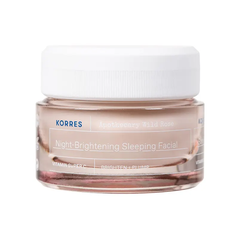KORRES Crème Nuit Éclat Rose Sauvage — Hydratation profonde, vitamine C et hyaluronique, curcuma, soin nocturne pour peau fatiguée, 40 ml