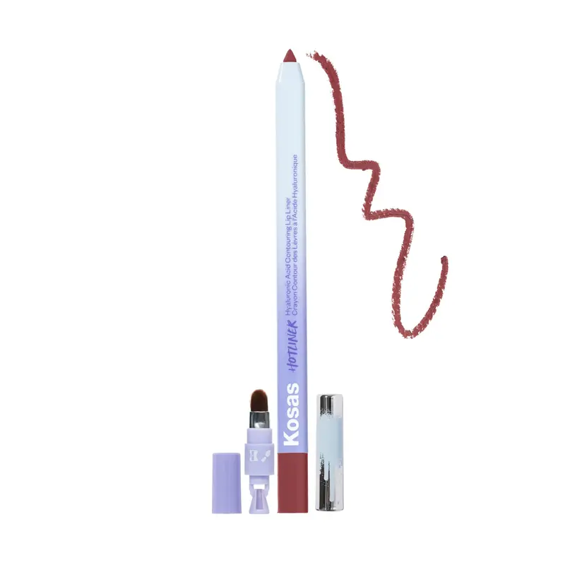 Kosas Hotliner – Crayon Lèvres Rétractable avec Taille-Crayon et Pinceau Intégré | Hydratant & Longue Tenue