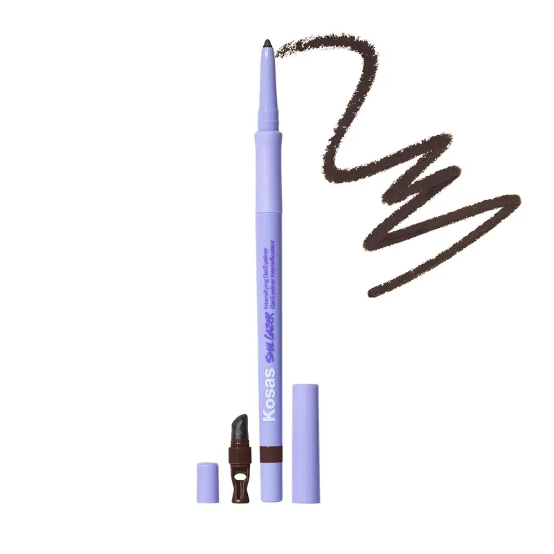 Kosas Soulgazer Crayon Gel Yeux Étanche – Hydratant À l’Acide Hyaluronique, Rétractable, Avec Taille-Crayon et Embout Estompe – Brun Foncé Mat