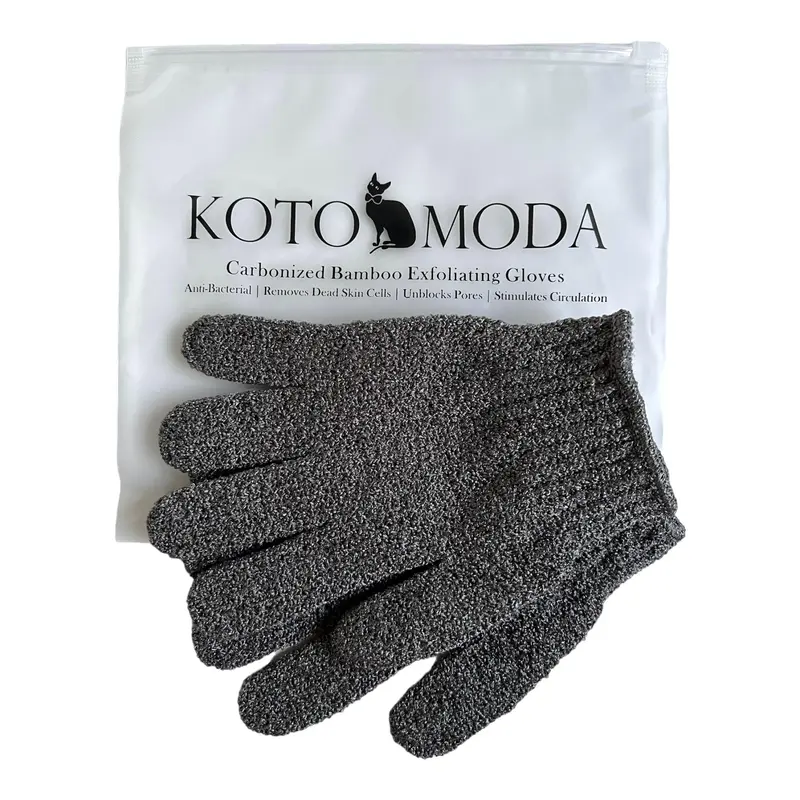 Kotomoda Gants de Bain en Bambou Charbon pour Chats Sphynx – 1 Paire