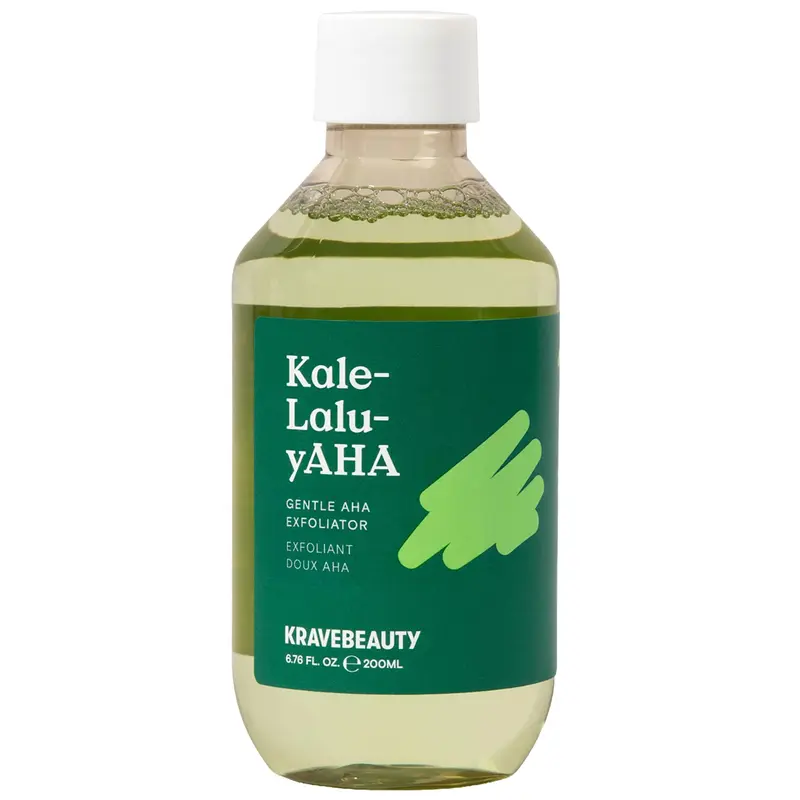 KraveBeauty Kale-Lalu-yAHA – Exfoliant doux K-beauté 5,25% AHA, Glycolique & Acide Hyaluronique, Vegan et Sans Cruauté, 200 ml