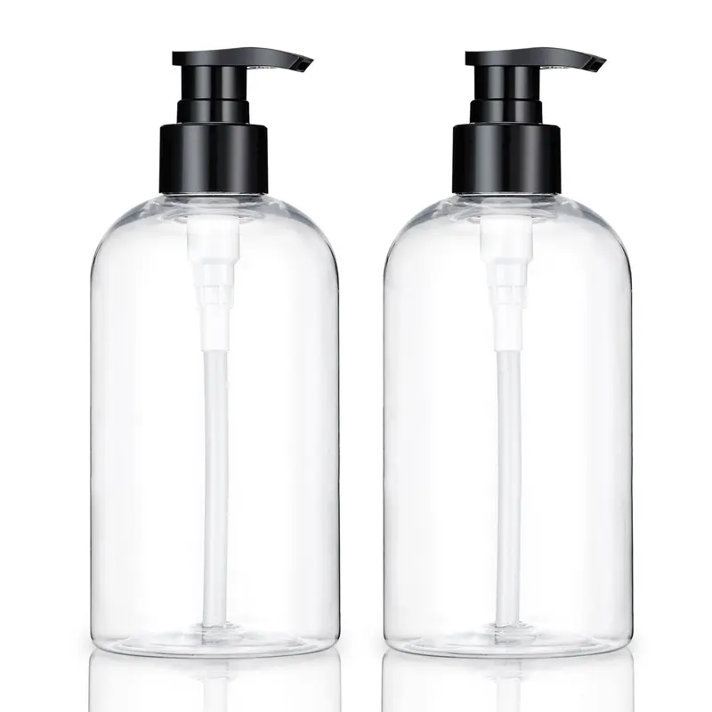 KREMORV Bouteilles Pompe Vides Transparentes – Lot de 2 Rechargeables pour Shampooing et Savon