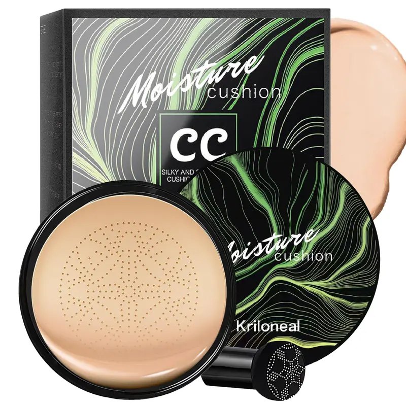 Kriloneal CC Crème Fond de Teint cushion champignon – Hydratante, Waterproof et Teint Uniforme