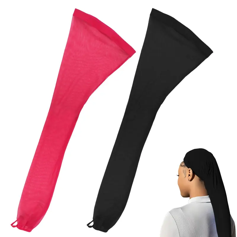 Kryxelion – 2 pièces Manchon tissage locs avec cordon (Noir et Rouge) – Confort et style
