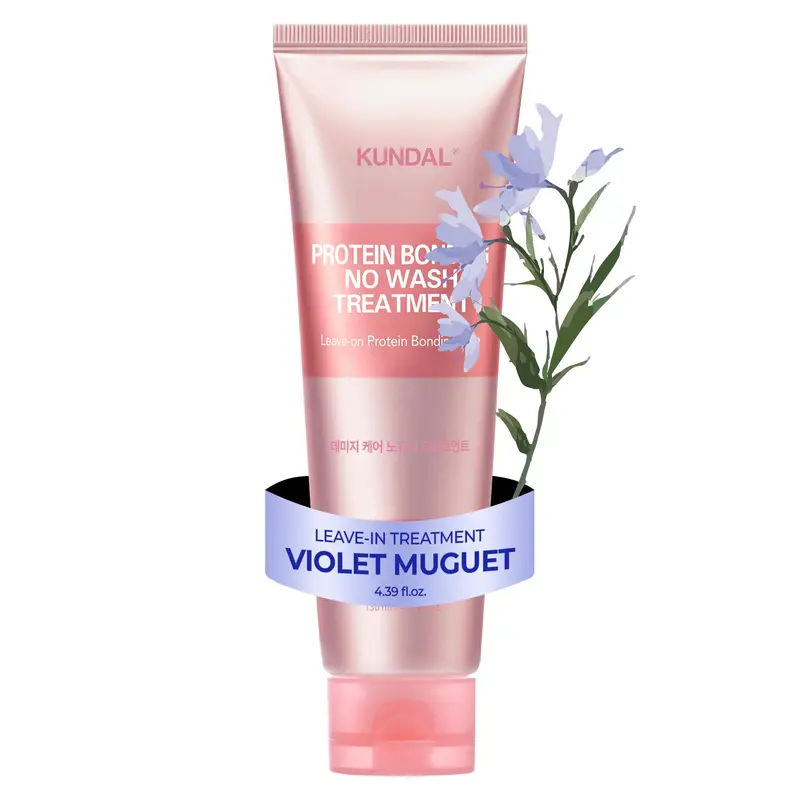 KUNDAL Protein Damage Care Sans Rinçage – Traitant protéiné vegan, Violet Musk, 130 ml