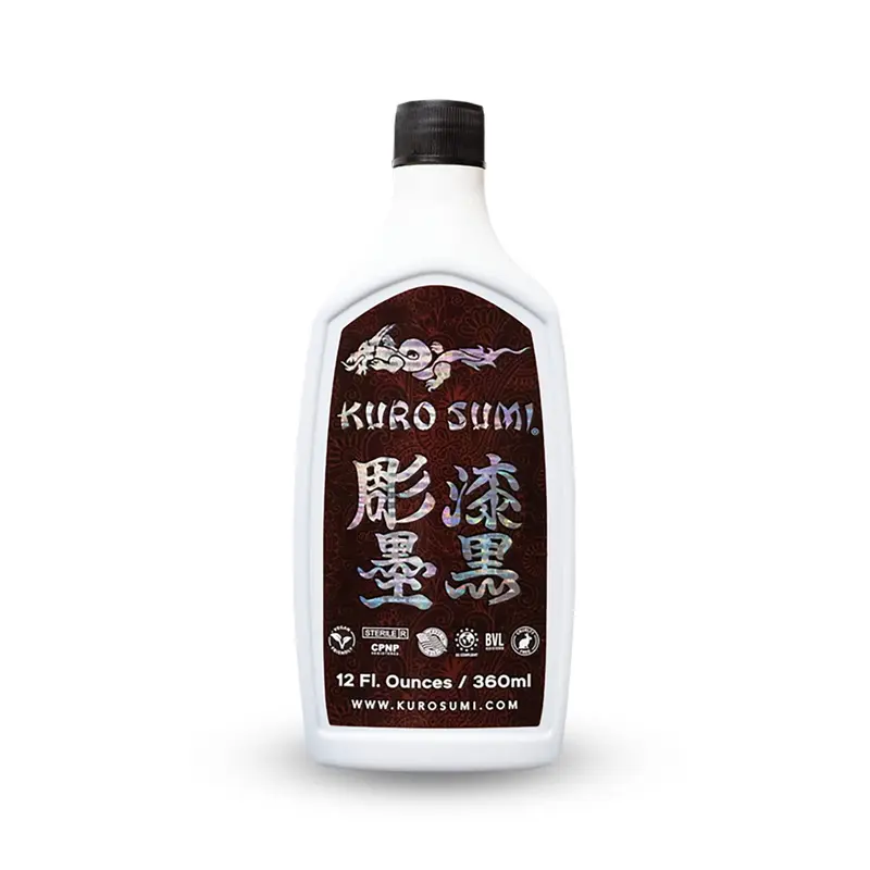 Kuro Sumi - Encre Noire pour Contours de Tatouage - Qualité Pro, Végane (12 oz)