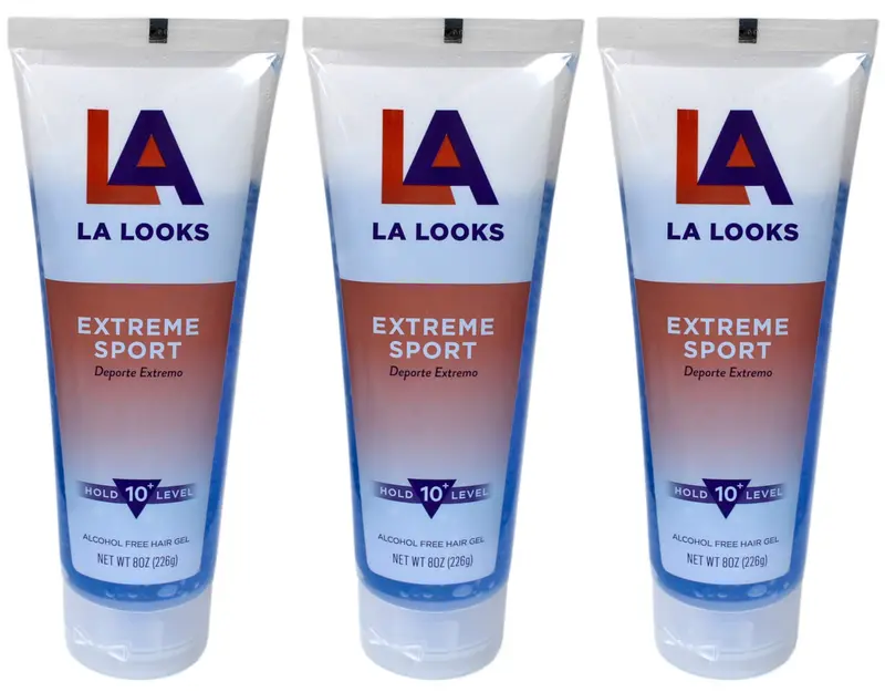 L.A. Looks Absolute Styling Extreme Sport – Niveau 10+ et prise tri-active, Pack 3, Tube 8 oz