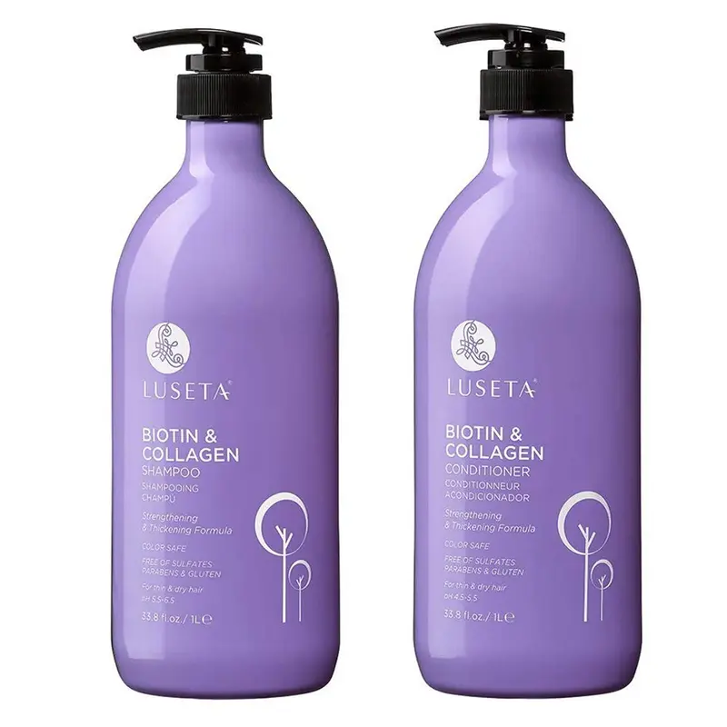 L LUSETA Biotine et Collagène – Shampoing et Après-Shampoing, Ensemble 2×980 ml