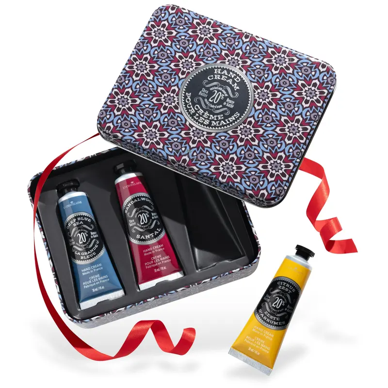 La Chatelaine Coffret Crème Mains pour Hommes – 3x30 ml, prêt à offrir, fabriqué en France