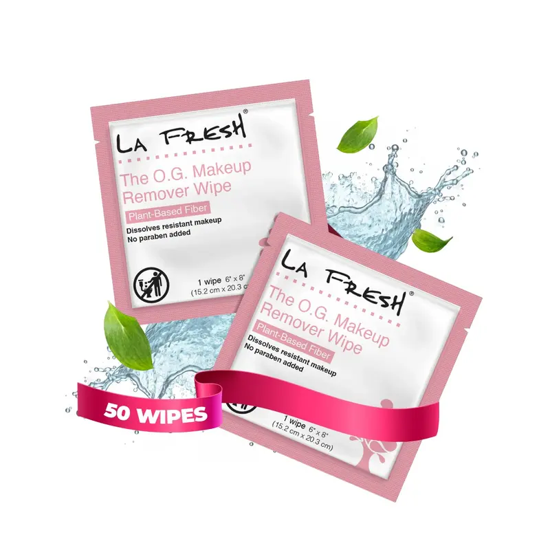 La Fresh Lingettes Démaquillantes Visage Résistantes à l'Eau, 50 Unités – Soins Voyage