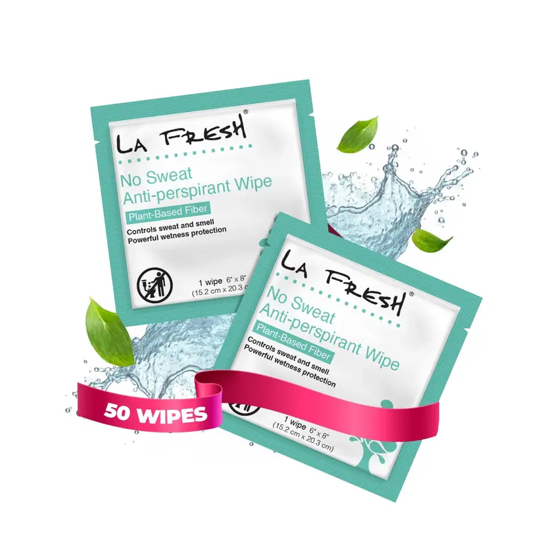 La Fresh Travel Lite Lingettes Déodorantes et Antitranspirantes – 50 Lingettes Emballées Individuellement, Indispensables pour Voyage