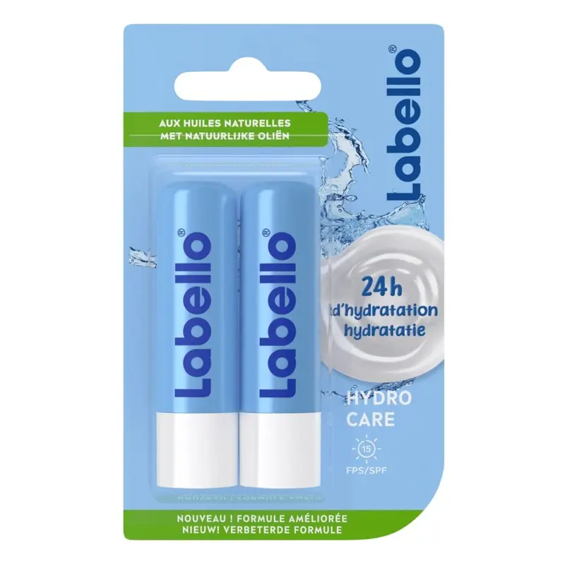Labello Hydro Care Coffret duo – 2 x 4,8 g | Baume hydratant lèvres avec SPF 15