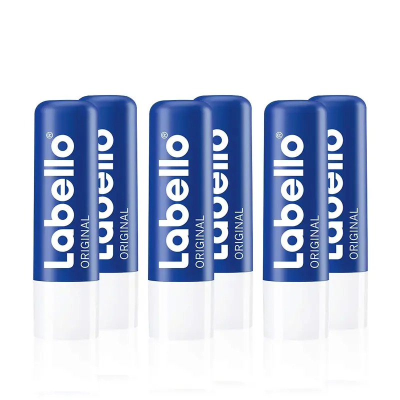 Labello Original - Pack de 6 Baumes à Lèvres, Hydratation Naturelle, Sans Huiles Minérales