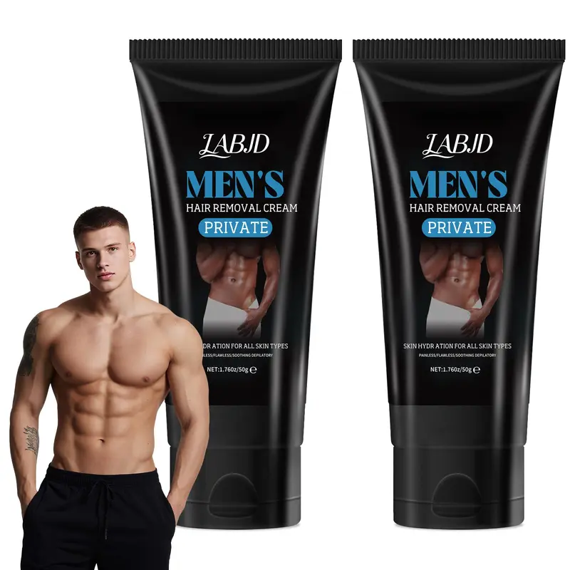 LABJD — 2 Crèmes d'Épilation pour Homme, Douces et Efficaces pour Zones Intimes