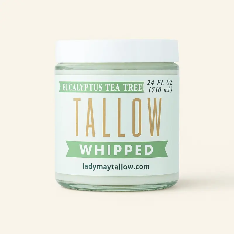Lady May Tallow – Crème Fouettée au Tallow (24 oz) Hydratation Visage et Corps, Eucalyptus, Sans Conservateurs ni Parabènes – Fabriqué aux États-Unis