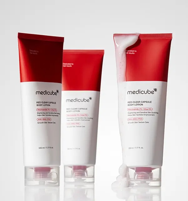 Lait corporel en capsule transparente rouge Medicube 230 ml