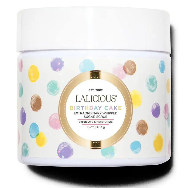 LaLicious Gommage Sucré Fouetté Extraordinaire – Gâteau d’Anniversaire, Corps et Pieds, Huile de Coco et Miel, Sans Parabènes, 450 g