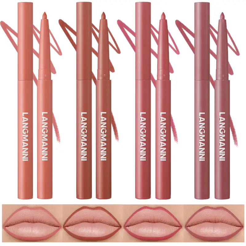 LANGMANNI Lot de 12 Crayons Contour Lèvres Matte Velouté – Haute Pigmentation et Longue Tenue
