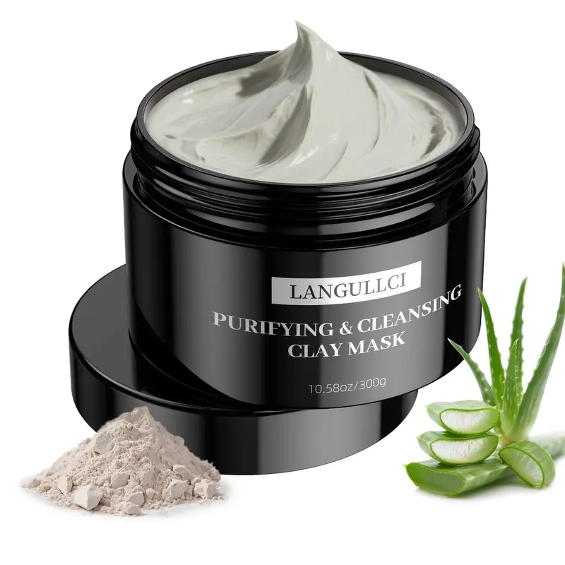 LANGULLCI Masque Argile Kaolin Purifiant – Pores réduits, Points noirs et Contrôle huile | 10,5 oz