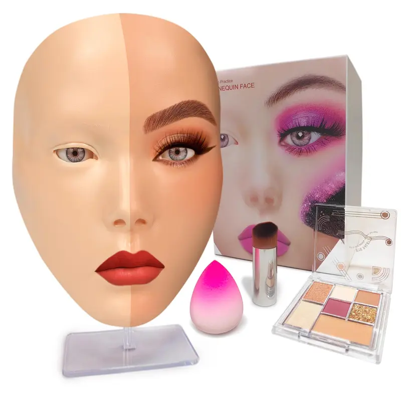 Laokiiy Visage d’entraînement Maquillage en Silicone 5D – Base Amovible (Blanc)