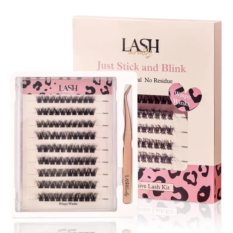 Lashterally Cils auto-adhésifs – 90 clusters, 10–14 mm, effet 5D D-Curl