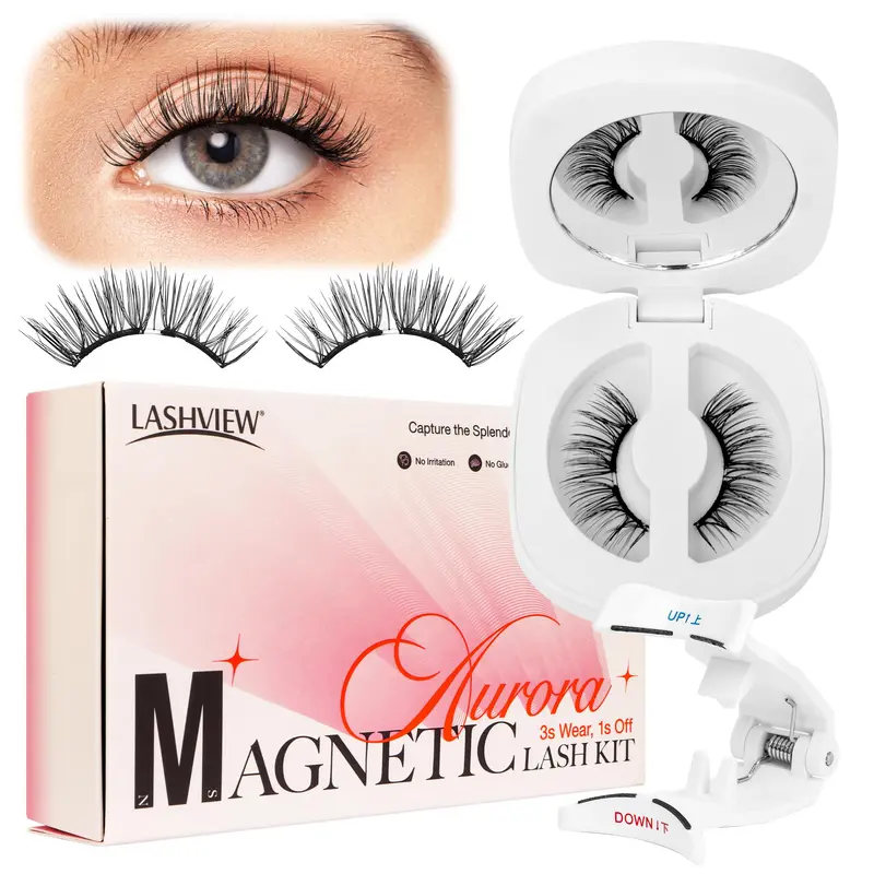 LASHVIEW Cils Magnétiques Améliorés avec Applicateur – Regard Naturel et Réutilisables (A14)