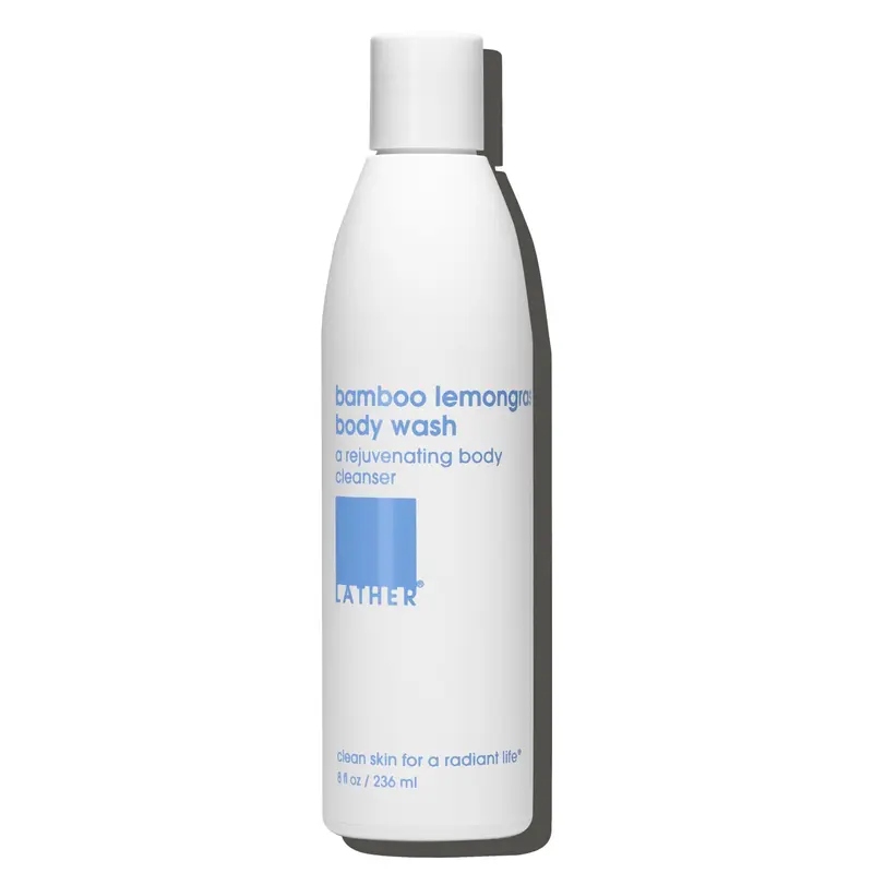 LATHER Gel Douche Bamboo Lemongrass – Naturel 8 oz | Soin Corps Vegan et Non Testé sur les Animaux