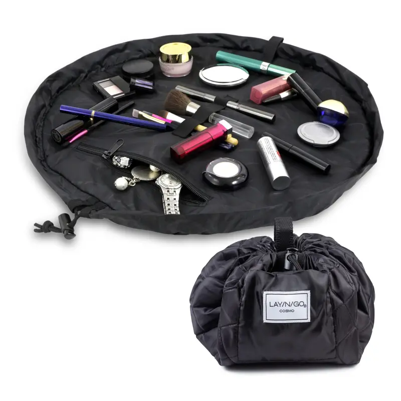 Lay-n-Go Cosmo Layflat – Sac cosmétique pliable 20 pouces, poche zippée et boucles pinceaux
