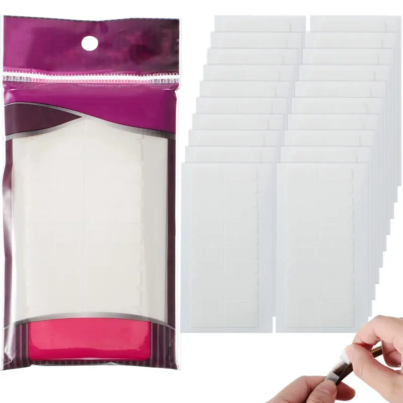 Leelosp - 240 pièces rubans adhésifs double-face pour extensions cheveux, adhésif 1,57 x 0,32 po, Blanc
