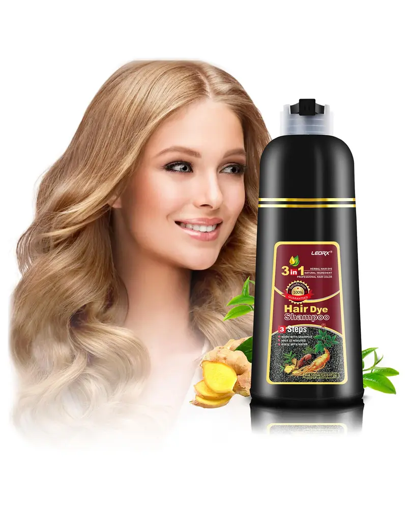 Leorx Shampoing Coloration 3-en-1 – Blonde/Brun Instantané, Ingrédients Naturels, Soin et Couleur à Domicile