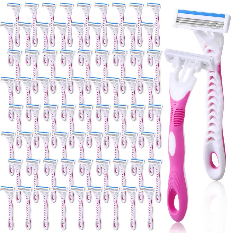 Leriton – 72 rasoirs jetables pour femmes, têtes à 3 lames – pratique voyage et hôtel