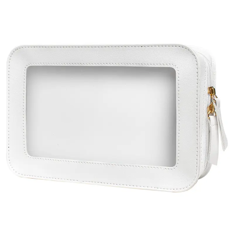 LETGO Sac à Maquillage Transparent – Trousse de Toilette TSA Approuvée, Organisateur Clair pour Voyage (C-Beige)