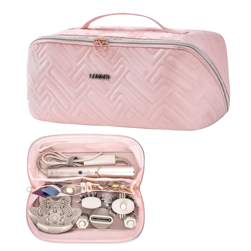 Leudes Sac voyage outils coiffure – Compatible Dyson Airwrap & Shark FlexStyle – Rose